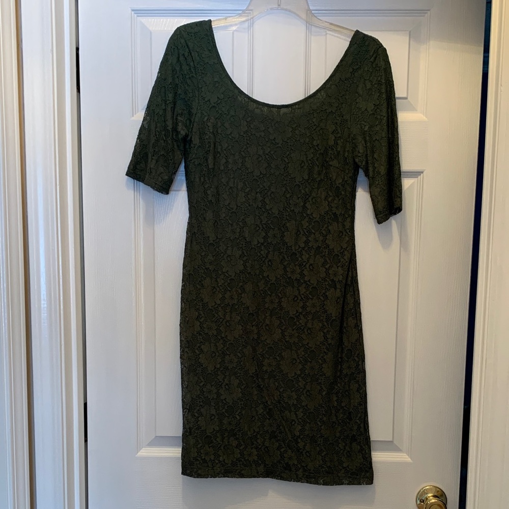 Banana Republic Dark Green Lace Mini Dress